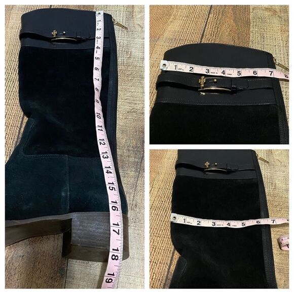 Tory Burch black suede knee high riding boots - Picture 7 of 12